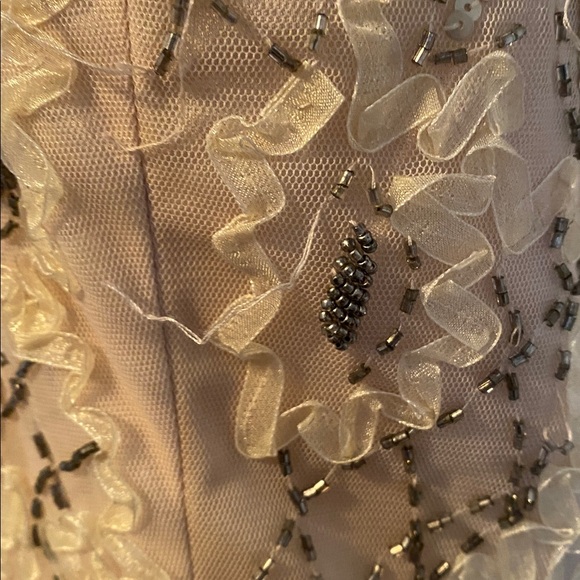 Sue Wong cream lace bead sequin evening cocktail dress 8 - Picture 5 of 15